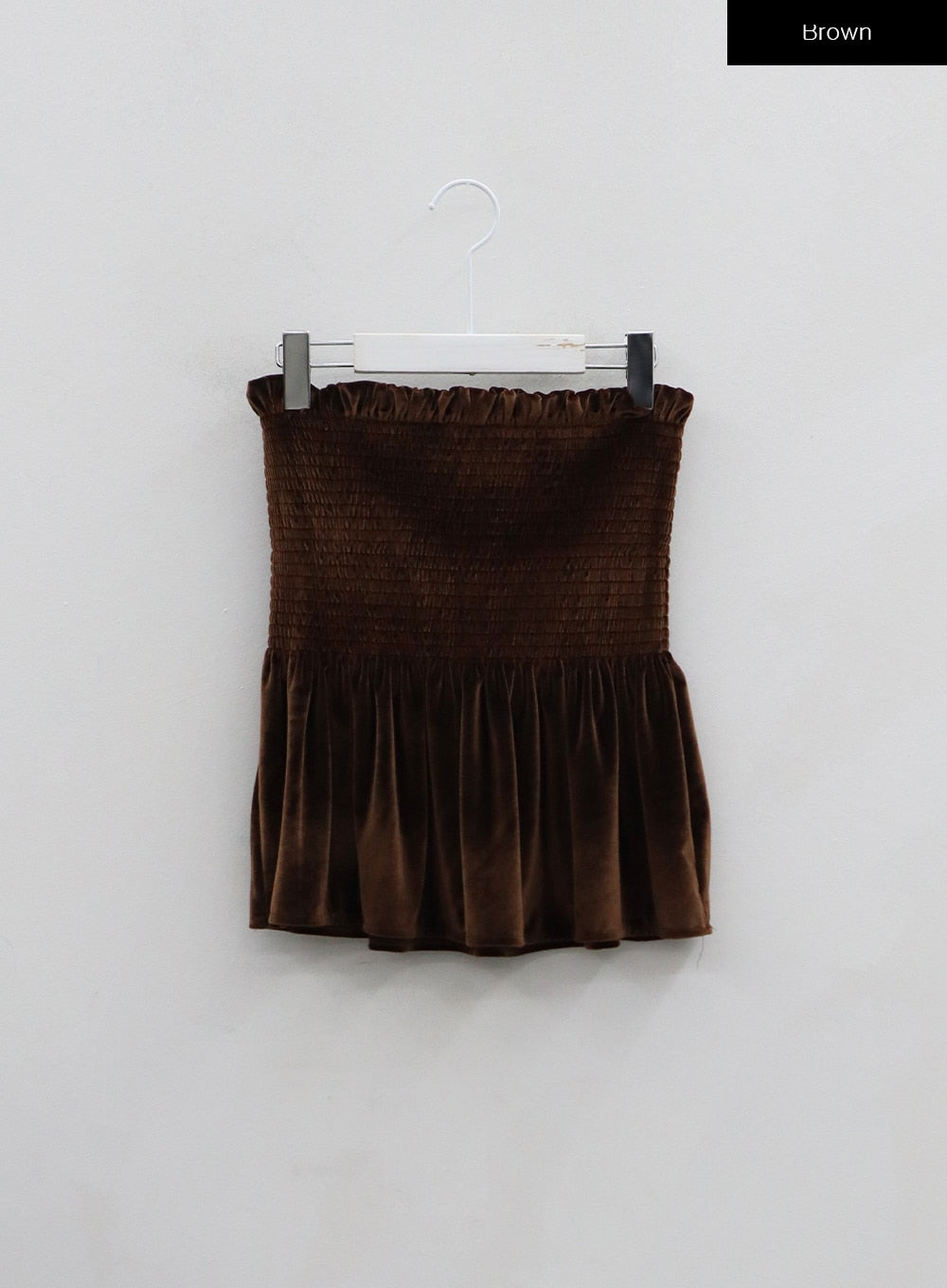 Velvet Elastic Semi Ruffle Mini Skirt BO31