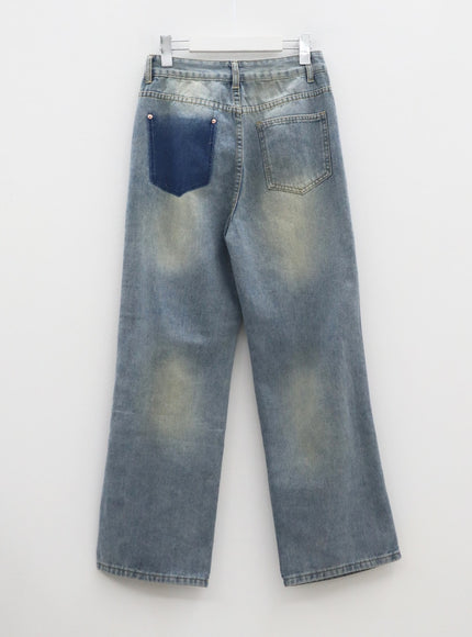 低腰破洞寬牛仔褲 CA303