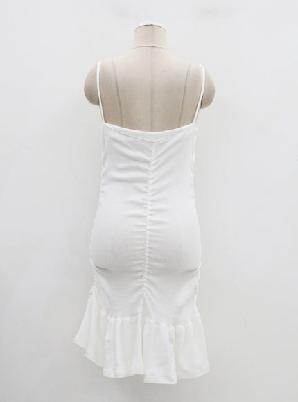 細肩帶褶邊迷你連衣裙 BJ331