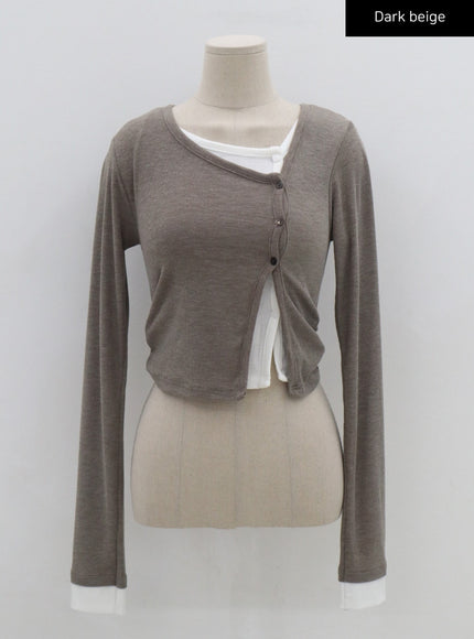 Layered Side Button Cardigan CG10