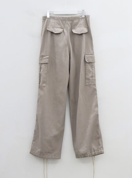 繫帶工裝寬褲 CS08