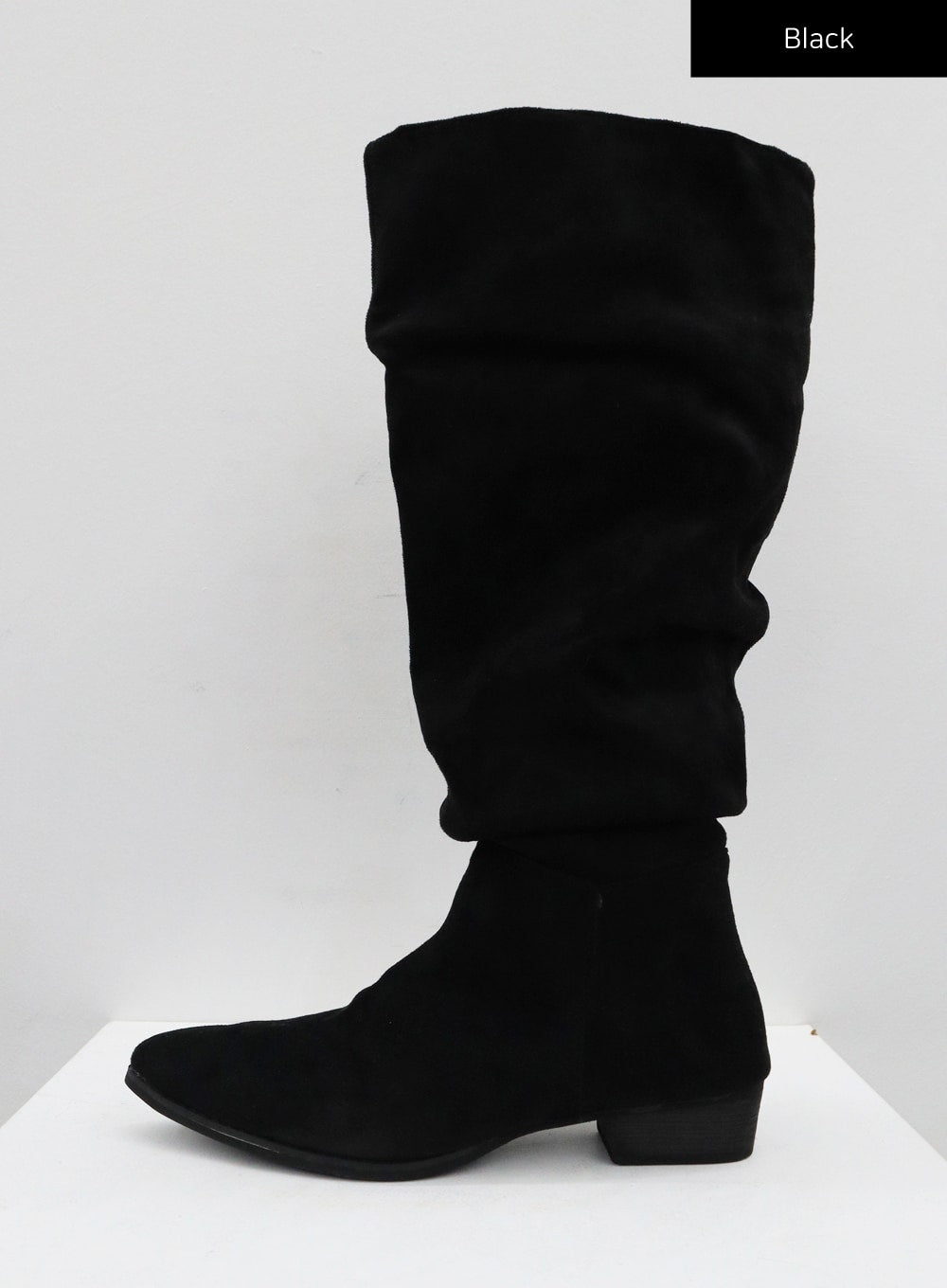 Faux Suede Flock Low Heel High Boots CO07