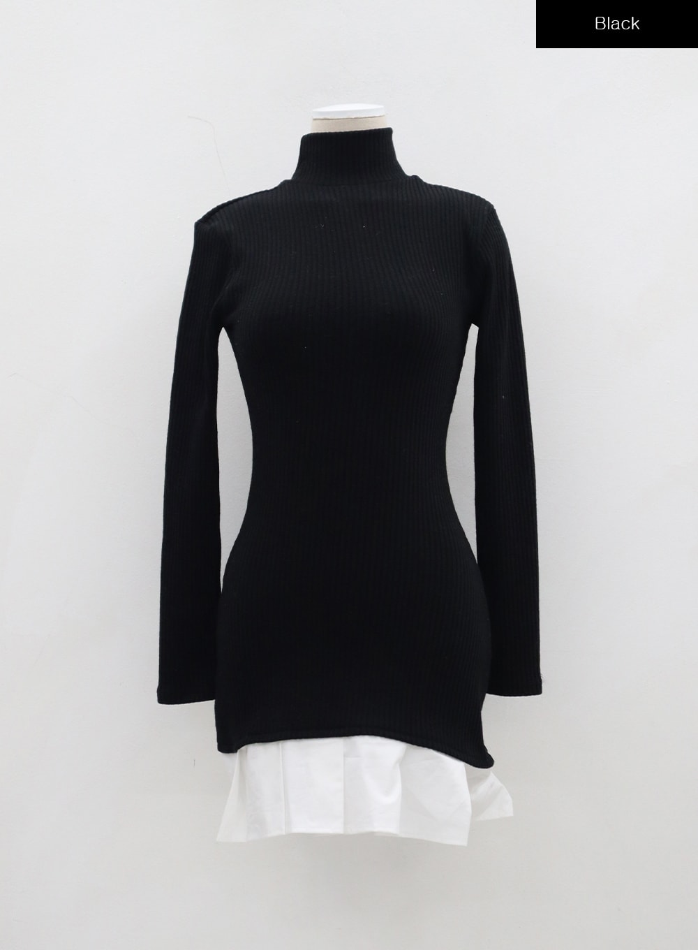 Layered Pleated Turtleneck Knit Mini Dress BJ312