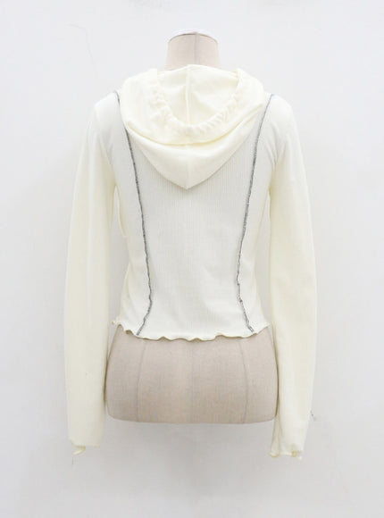 Front Stripe Detail Hoodie Top CJ320