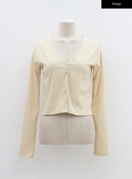 V-Neck Button Cropped Cardigan BJ318