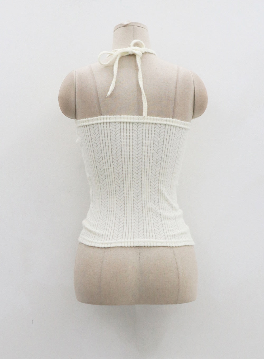 Knit Bustier Neck String Top CN09 - Korean Women's Fashion | LEWKIN