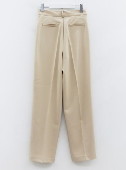 High Waist Pintuck Wide Leg Tailored Pants OS13