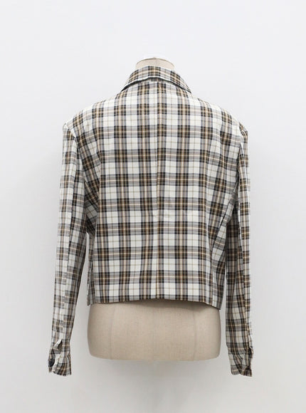Check Pattern Crop Blazer OF310