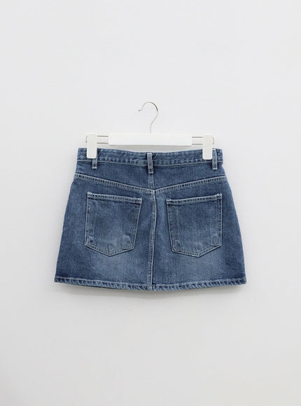Mid-Rise Denim Mini Skirt OM303