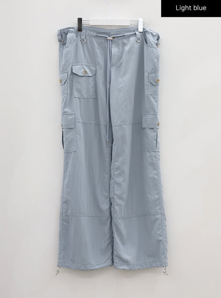 Drawstring Waist Wide Cargo Pants CU13