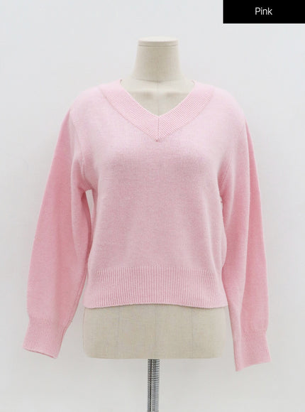 Basic V-Neck Midi Knit OO04