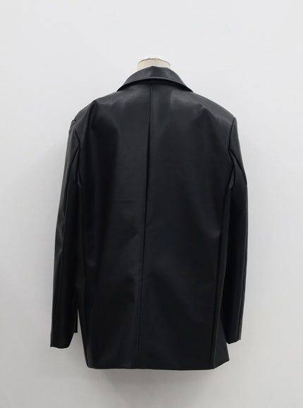 Faux Leather Oversized Jacket OM306