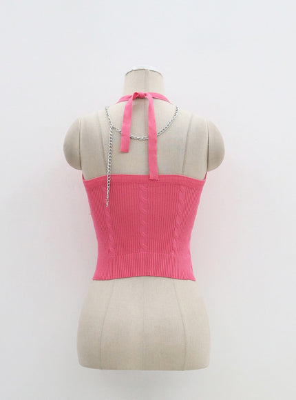 Ribbed Halterneck Sleeveless Top BM304