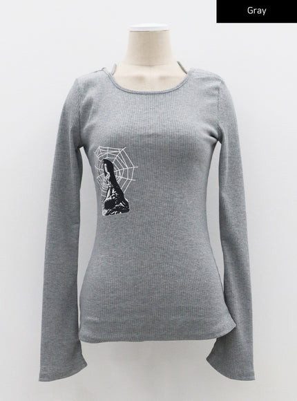 圖案羅紋針織上衣CF309