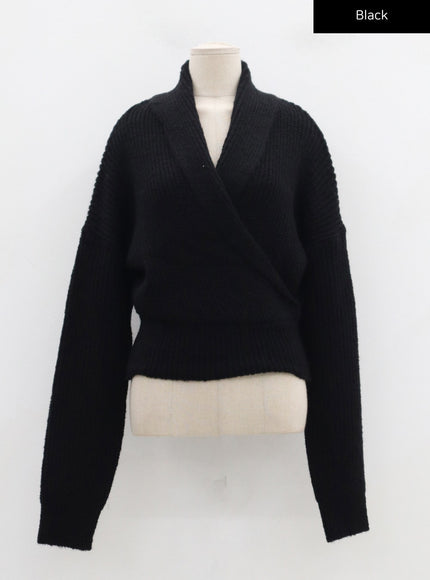 Off-Shoulder V-Neck Crossed Sweater CD19