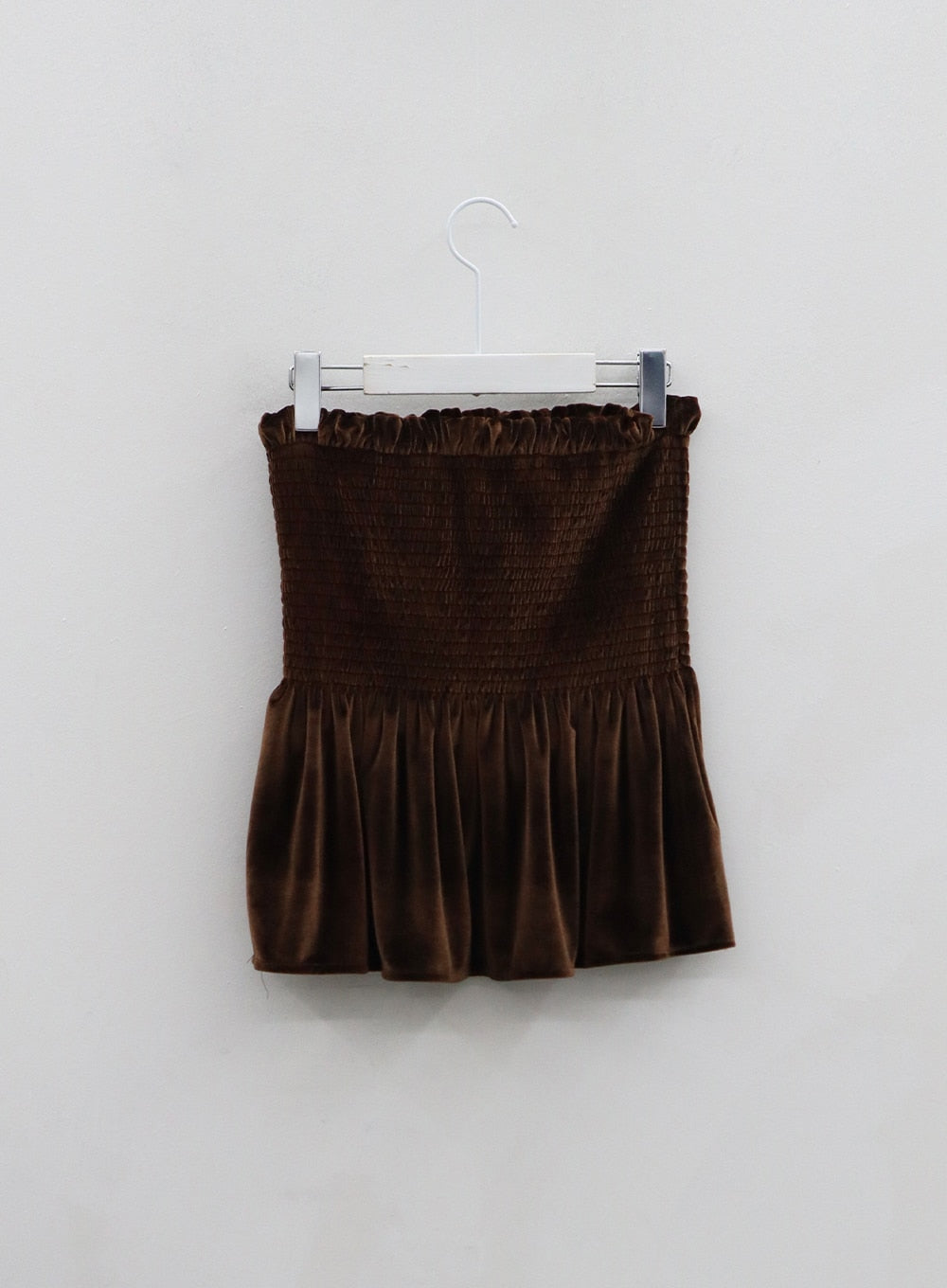 Velvet Elastic Semi Ruffle Mini Skirt BO31