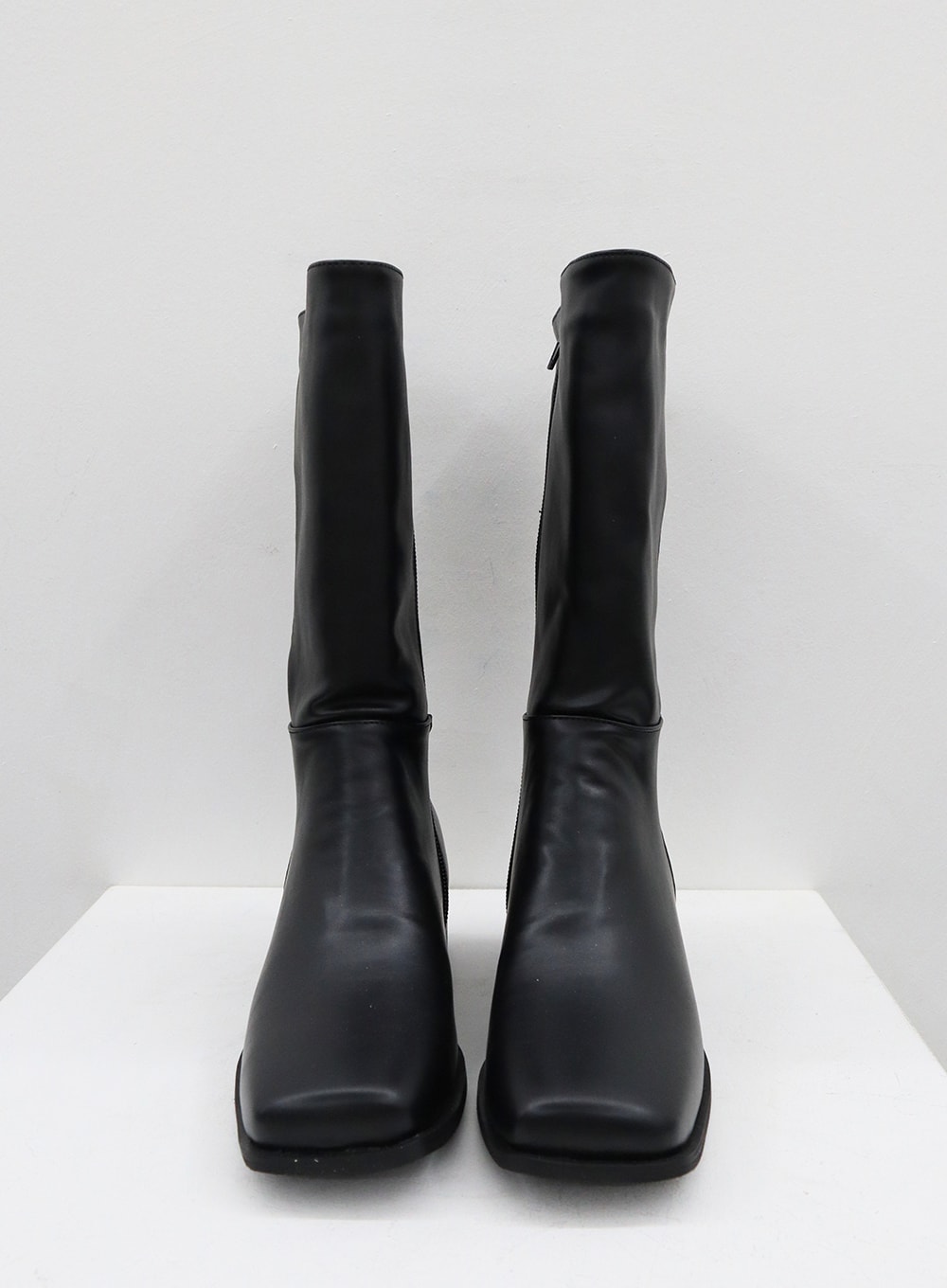 Charleigh Black Square Toe Mid-Calf Boots
