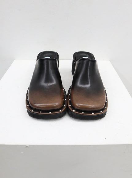 Faux Leather Square Toe Mules CJ305