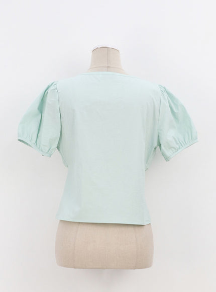 泡泡袖鈕扣襯衫 OA317