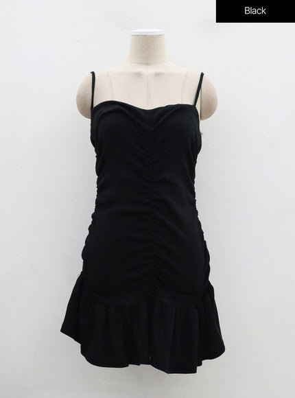 細肩帶褶邊迷你連衣裙 BJ331