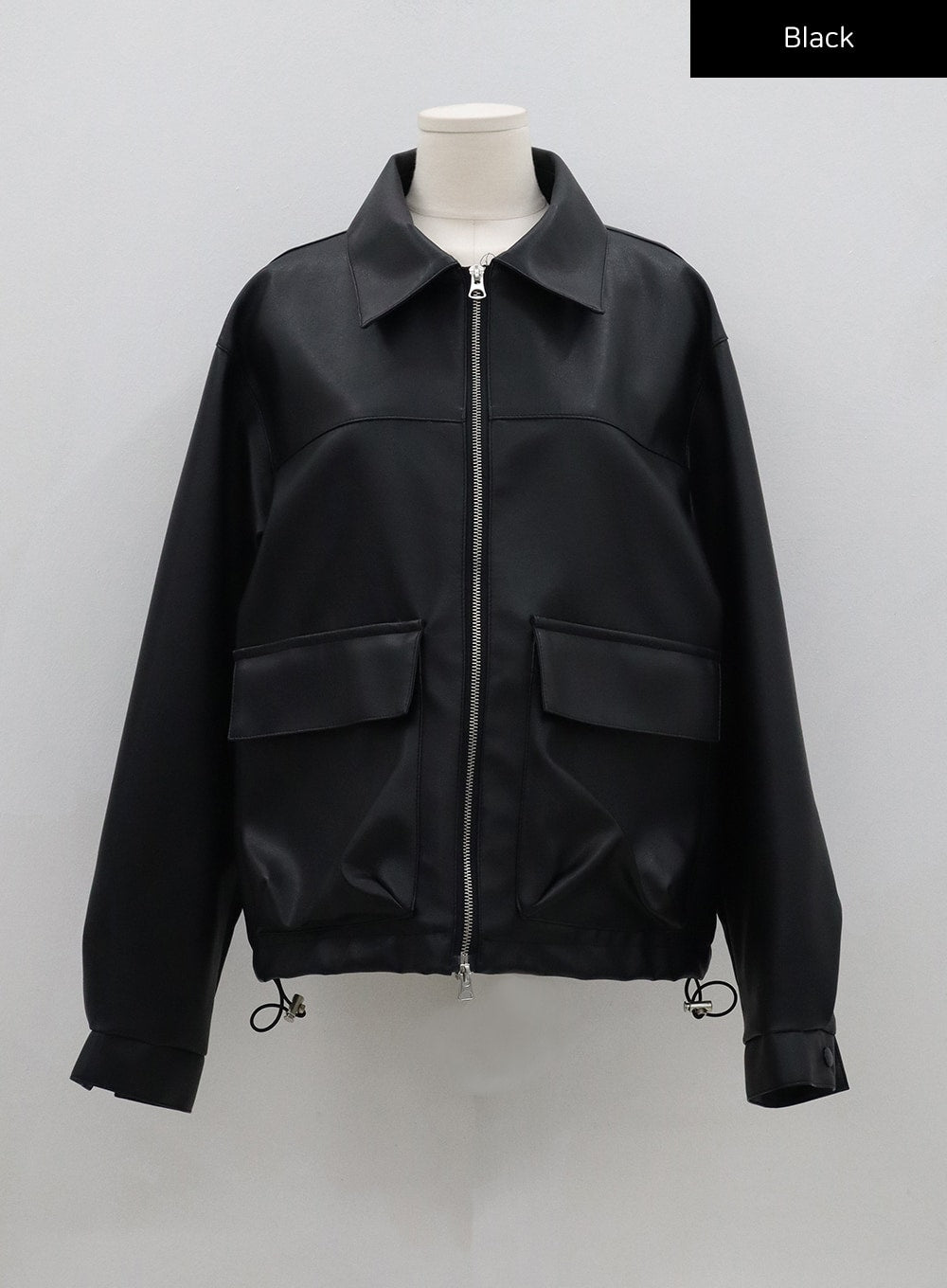 Oversize Faux Leather Jacket Unisex CG23 - Lewkin