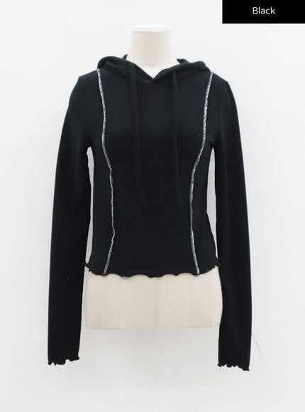 Front Stripe Detail Hoodie Top CJ320