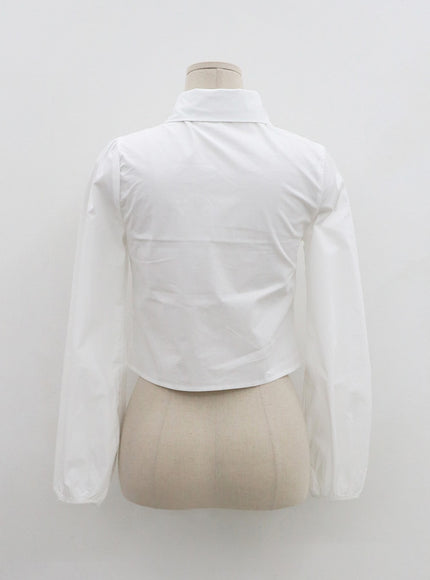 腰帶鈕扣褶襉迷你連衣裙和襯衫套裝 BO24