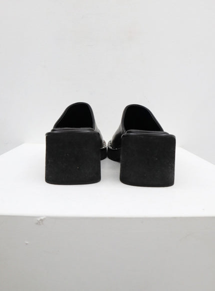 Faux Leather Square Toe Mules CJ305