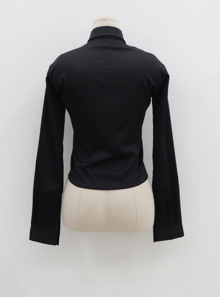 Navy Satin Line Shirt CS14