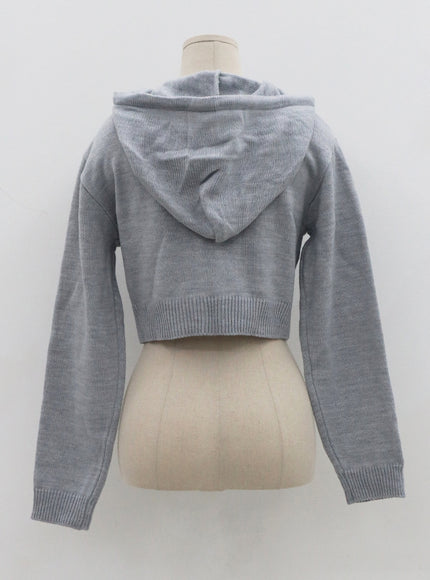 Knit Crop Hoodie Zip Up CS28