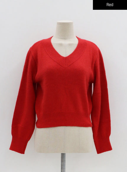 Basic V-Neck Midi Knit OO04
