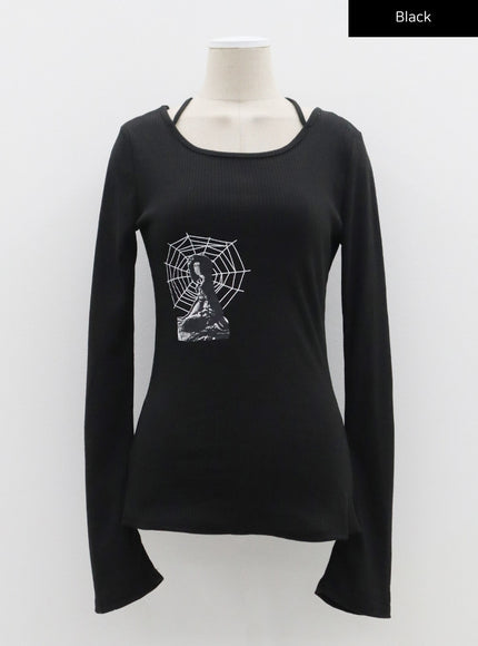 圖案羅紋針織上衣CF309