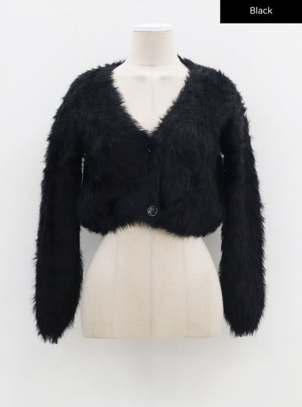人造毛皮兩粒扣短款開衫 CJ325