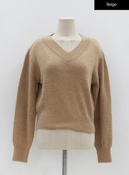 Basic V-Neck Midi Knit OO04