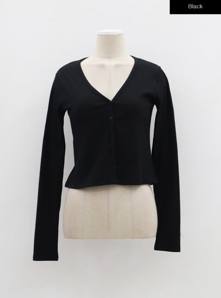 V-Neck Button Cropped Cardigan BJ318