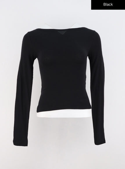 side-cut-out-cotton-tee-cs321 / Black