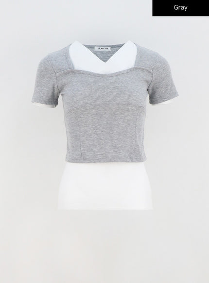 Heart Neck Cropped Tee CA320