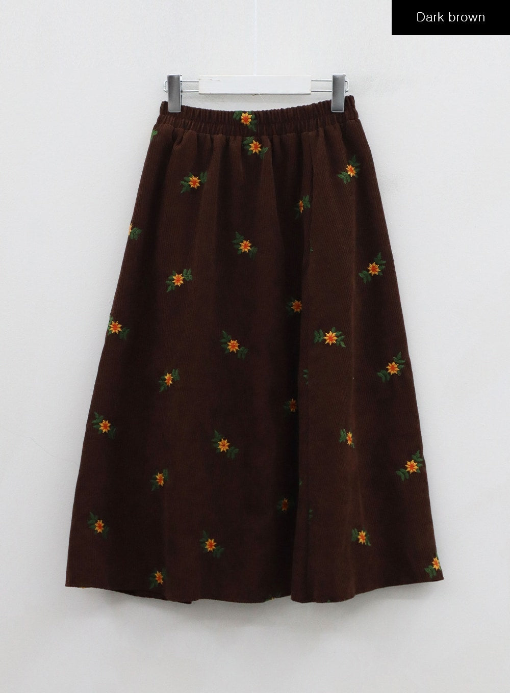 Corduroy Embroidery Flower Long Skirt BN04