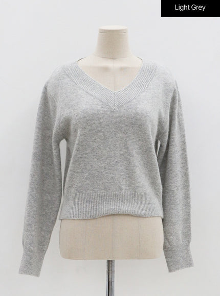 Basic V-Neck Midi Knit OO04