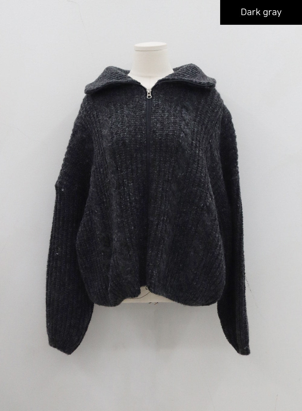 Korean Fashion Loose Knitted Cardigan - One size fits all, Dark Gray