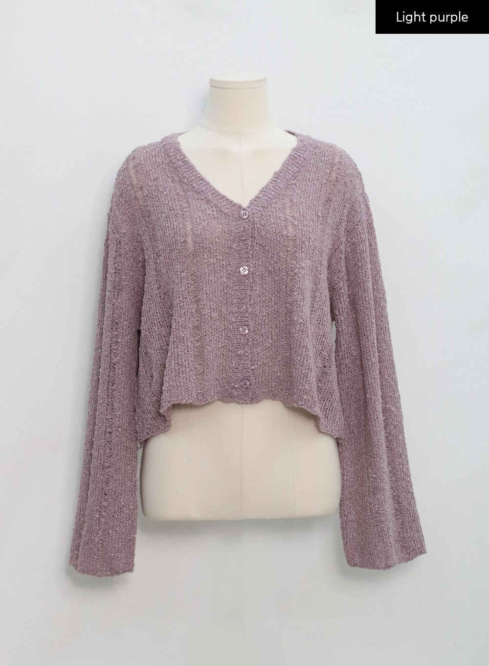 Boucle Semi Crop Mesh Cardigan BG29 - Lewkin