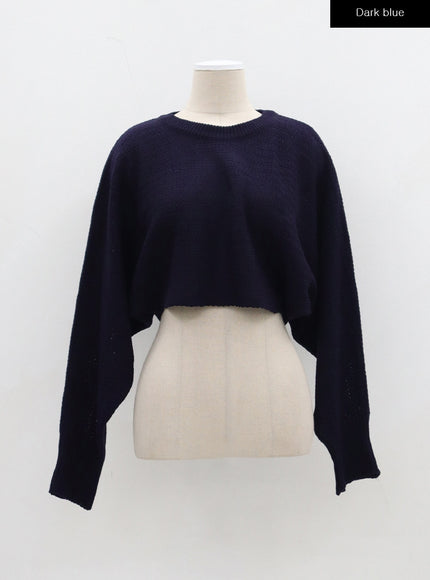 Cut Out Back Tie Detail Cropped Sweater BJ311