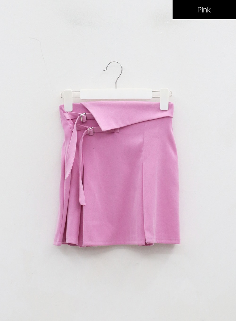 Folded Waist Two Buckle Pleated Mini Skirt BD23