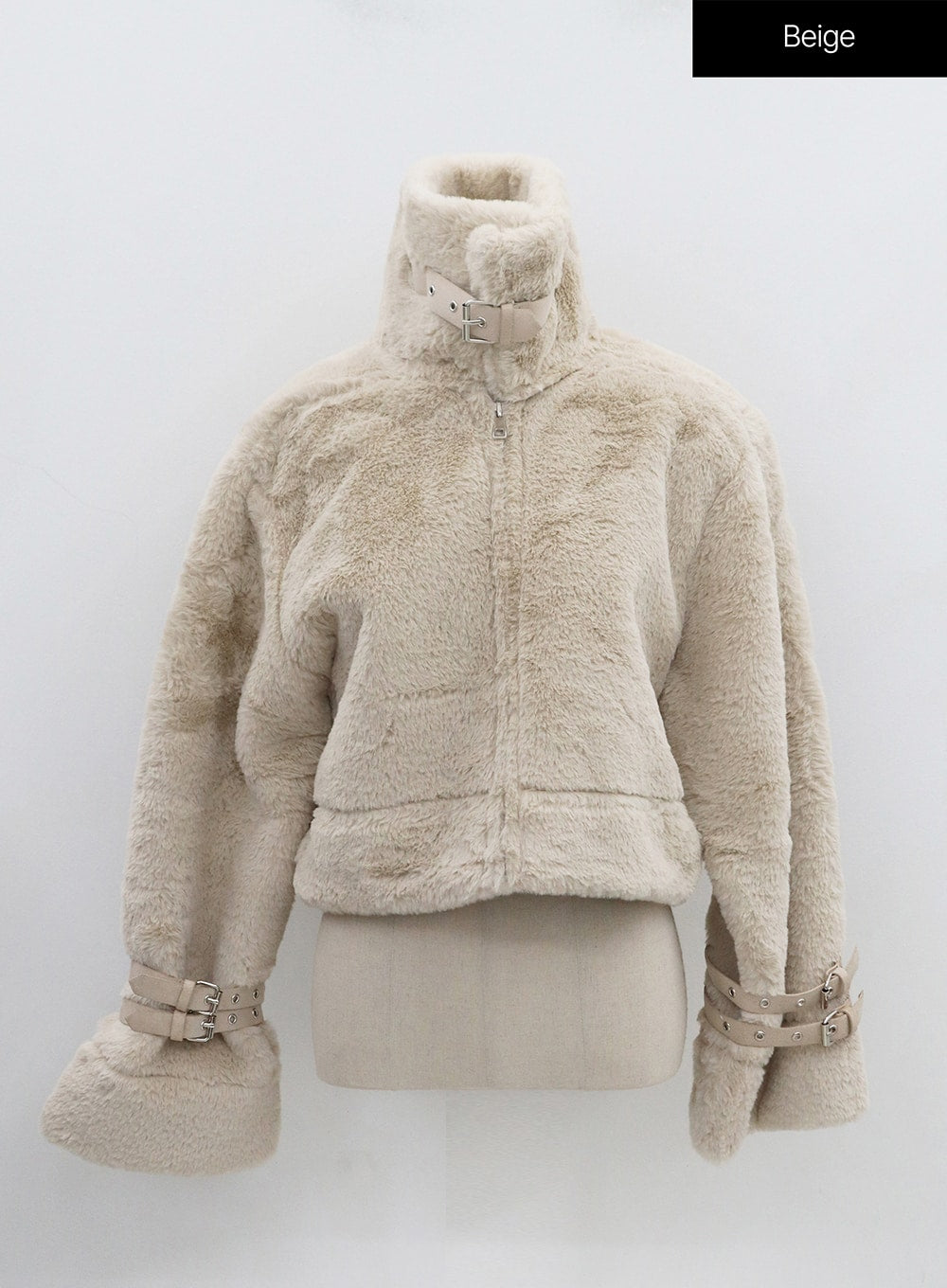 Buckle Soft Fur Crop Shearling Jacket BN04
