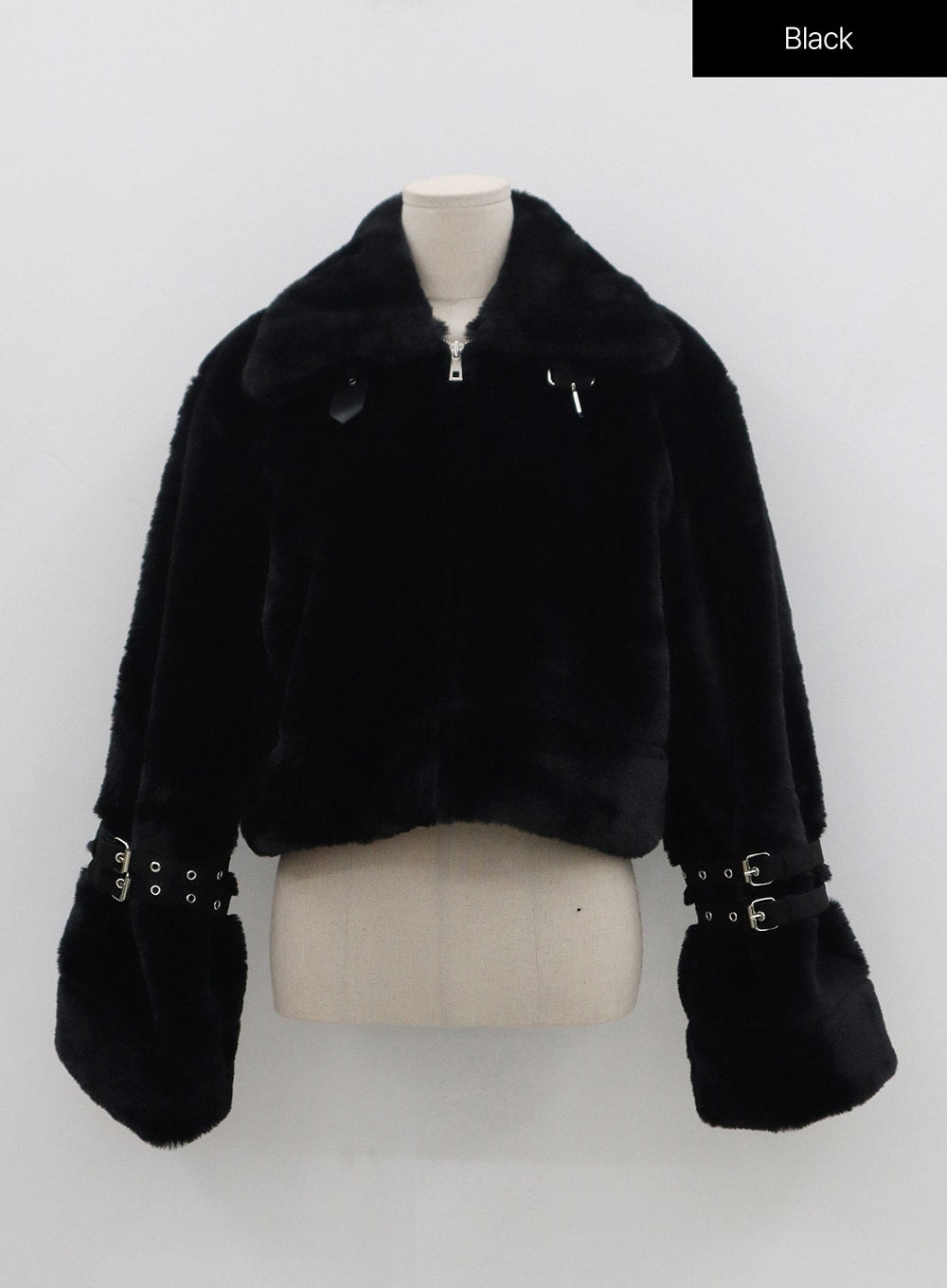 Buckle Soft Fur Crop Shearling Jacket BN04