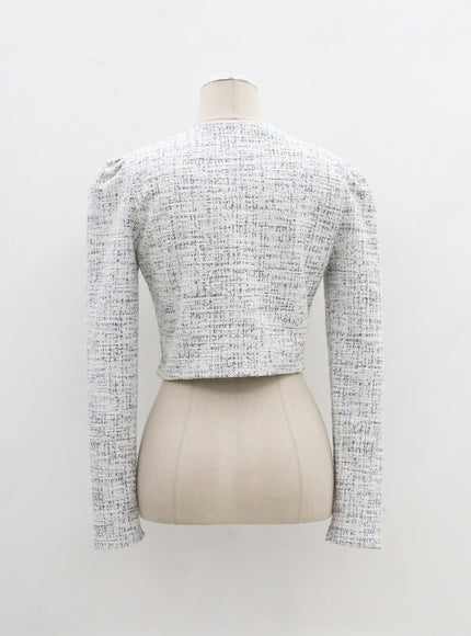 Tweed Cropped Cardigan And Shorts Set BF301