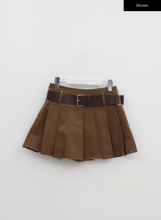 Pleated Mini Skirt With Belt BA303