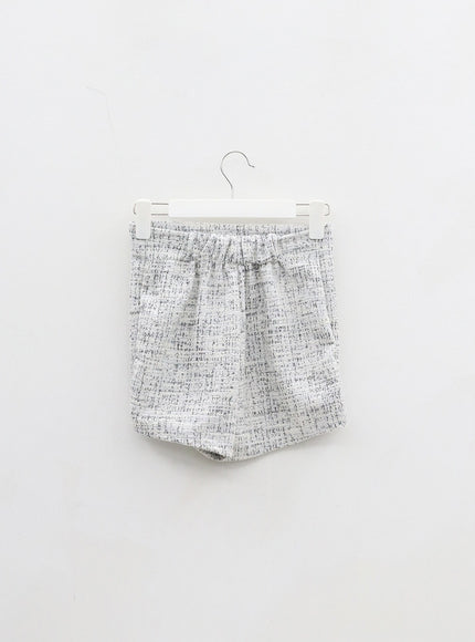 Tweed Cropped Cardigan And Shorts Set BF301