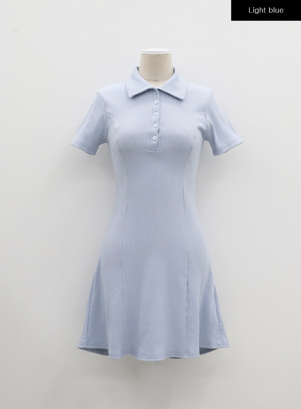 鈕扣領迷你連衣裙 BA313