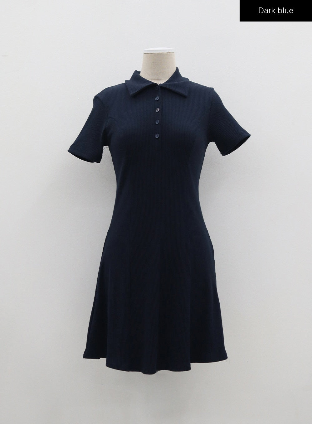 鈕扣領迷你連衣裙 BA313